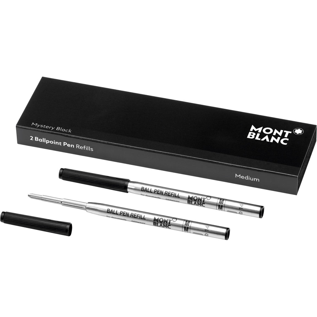 Montblanc Ballpoint Pen Refills - Mystery Black Medium Point (M) - 2 Pack