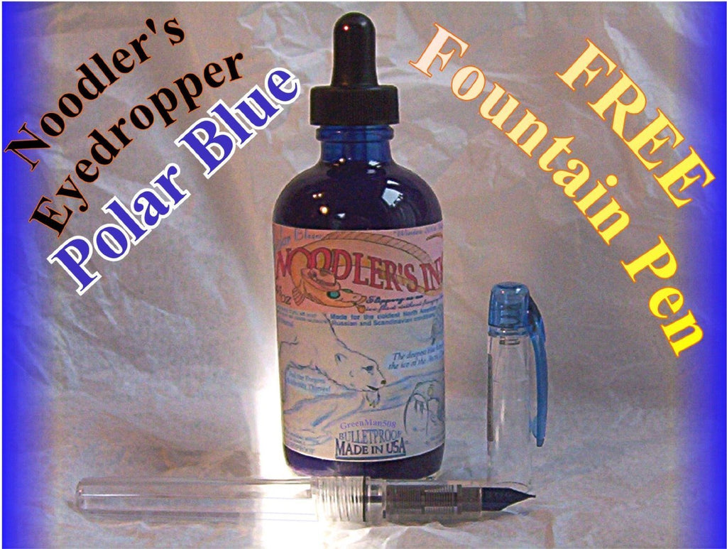 Noodler's Ink Refills Polar Blue 4.5oz w/ Free Fountain Pen  Bottled Ink