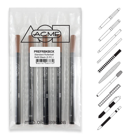 Acme Rollerball Pen Black Refills - 5PK