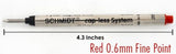 Schmidt Short 8126 Capless Rollerball Refills by Monteverde -  Red - Fine Point