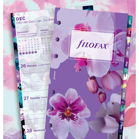Filofax - Paper Refill - Floral Illustrated Diary Refill Pack - Personal - 5 Languages 2018