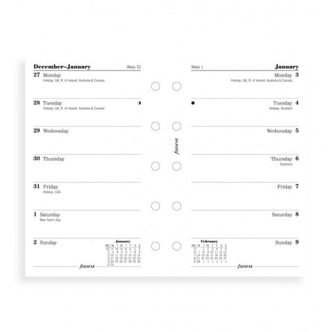 Filofax - Paper Refills - Mini - Week Per Page - English 2018